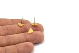 Gold Triangle Earring, 6 Gold Plated Brass Triangle Stud Earrings (8x1mm) A3609
