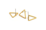 Gold Triangle Earring, 6 Gold Plated Brass Triangle Stud Earrings (14x1mm) BS 1023 A2266