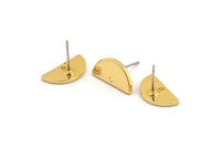Gold Moon Earring, 4 Gold Plated Brass Semi Circle Stud Earrings With 1 Hole (15x7.5x1.2mm) D1365 A1775 H0293