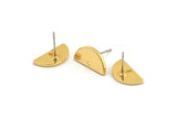 Gold Moon Earring, 4 Gold Plated Brass Semi Circle Stud Earrings With 1 Hole (15x7.5x1.2mm) D1365 A1775 H0293