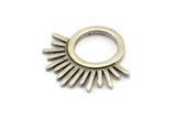 Silver Charm, 2 Antique Silver Plated Brass - Sunshine Charm - Silver Sun Charm - Findings (25x23x1.5mm) N1314