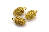 Brass Cone Charm, Raw Brass Pine Cone Charms With 1 Loop (22x13mm) N0197