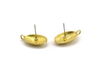 Brass Earring Post, 6 Raw Brass Oval Earring Posts With 1 Loop (21x12x16mm) E289