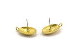 Brass Earring Post, 6 Raw Brass Oval Earring Posts With 1 Loop (21x12x16mm) E289