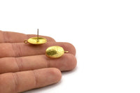 Brass Earring Post, 6 Raw Brass Oval Earring Posts With 1 Loop (21x12x16mm) E289