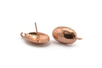 Rose Gold Earring Post, 2 Rose Gold Plated Brass Oval Earring Posts With 1 Loop (21x12x16mm) E289 Q0568