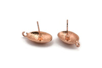 Rose Gold Earring Post, 2 Rose Gold Plated Brass Oval Earring Posts With 1 Loop (21x12x16mm) E289 Q0568
