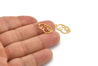 Gold Face Charm, 10 Gold Plated Brass Face Charms With 1 Loop, Charm Earrings (20x10x0.80mm) E649