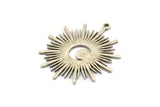 Silver Moon Charm, Antique Silver Plated Brass Crescent Moon Charms With 1 Loop (36x32x1mm) N1479