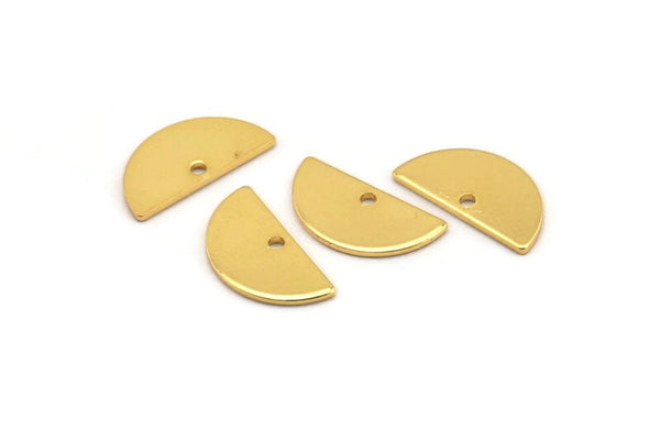 Semi Circle Pendant, 10 Gold Plated Brass Semi Circle Blanks With 1 Hole (15x7.5x0.80mm) E122 H0820