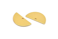 Semi Circle Pendant, 4 Gold Plated Brass Semi Circle Blanks With 1 Hole (21x10x0.80mm) BS 1725