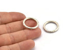 Silver Ring, 2 Hammered Antique Silver Plated Brass Rings, Connectors (22x3mm) N1500