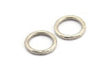 Silver Ring, 2 Hammered Antique Silver Plated Brass Rings, Connectors (22x3mm) N1500