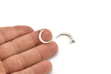 Silver Moon Charm, 8 Antique Silver Plated Brass Crescent Moon With 1 Loop, Earrings (22x2x1.5mm) N1491