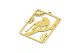 Brass Leopard Charm, 4 Raw Brass Leopard Charms With 1 Loop (32x23x0.60mm) A4514