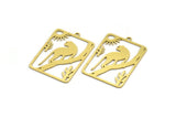Brass Leopard Charm, 4 Raw Brass Leopard Charms With 1 Loop (32x23x0.60mm) A4514