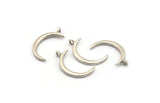 Silver Moon Charm, 8 Antique Silver Plated Brass Crescent Moon With 1 Loop, Earrings (22x2x1.5mm) N1491
