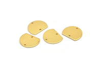 Semi Circle Charm, 4 Gold Plated Brass Half Moon Blanks With 2 Holes (18x14x0.90mm) M985