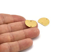 Semi Circle Charm, 4 Gold Plated Brass Half Moon Blanks With 2 Holes (18x14x0.90mm) M985