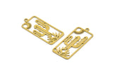 Brass Cactus Charm, 10 Raw Brass Cactus Charms With 1 Loop (33x15x0.60mm) A4547