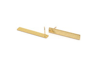 Gold Rectangle Earring, 2 Textured Gold Plated Brass Rectangle Stud Earrings (41x6x0.90mm) M998 A1991