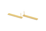Gold Rectangle Earring, 2 Textured Gold Plated Brass Rectangle Stud Earrings (41x6x0.90mm) M998 A1991