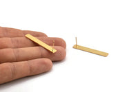 Gold Rectangle Earring, 2 Textured Gold Plated Brass Rectangle Stud Earrings (41x6x0.90mm) M998 A1991