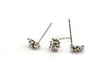 Silver Ladybug Earring, 12 Antique Silver Plated Brass Ladybug Stud Earrings (7mm) N1178
