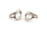 Silver Ring Setting, Antique Silver Plated Brass Adjustable Ring With 1 Stone Settings - Pad Size 3mm N1499