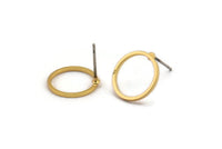 Gold Circle Earring, 6 Gold Plated Brass Circle Stud Earrings (13x1x1mm) Bs 1100 A2048
