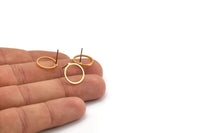 Gold Circle Earring, 6 Gold Plated Brass Circle Stud Earrings (13x1x1mm) Bs 1100 A2048