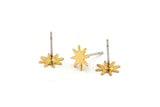 Gold Star Earring, 6 Gold Plated Brass Star Stud Earrings (7x0.60mm) D1188 A1107