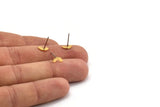 Gold Geometric Earring, 12 Textured Gold Plated Brass Tiny Semi Circle Stud Earrings (8x4x0.80mm) M02068 A2553