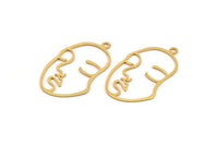 Altın Yüzlü Charm, 1 Halka, Kolye Ucu, Küpeler ve Bulgularla Birlikte 2 Altın Kaplama Pirinç Yüz Şeklinde Charm (46x28x0,8 mm) BS 1160