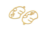 Altın Yüzlü Charm, 1 Halka, Kolye Ucu, Küpeler ve Bulgularla Birlikte 2 Altın Kaplama Pirinç Yüz Şeklinde Charm (46x28x0,8 mm) BS 1160