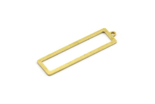 Brass Rectangle Charm, 20 Raw Brass Rectangle Charms With 1 Loop Earrings, Findings (38x10x0.80mm) D1051