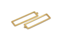 Gold Rectangle Charm, 6 Gold Plated Brass Rectangle Charms With 1 Loop Earrings, Findings (38x10x0.80mm) D1051 Q0901