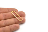 Gold Rectangle Charm, 6 Gold Plated Brass Rectangle Charms With 1 Loop Earrings, Findings (38x10x0.80mm) D1051 Q0901