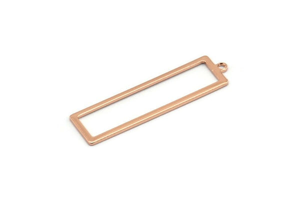 Rose Gold Rectangle Charm, 6 Rose Gold Plated Brass Rectangle Charms With 1 Loop Earrings, Findings (38x10x0.80mm) D1051 Q0901