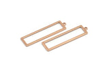 Rose Gold Rectangle Charm, 6 Rose Gold Plated Brass Rectangle Charms With 1 Loop Earrings, Findings (38x10x0.80mm) D1051 Q0901