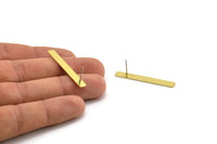 Brass Rectangle Earring, 8 Raw Brass Rectangle Stud Earrings (40x5x0.80mm) A1473 A1815