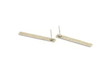 Silver Rectangle Earring, 6 Antique Silver Plated Brass Rectangle Stud Earrings (40x5x0.80mm) A1473 A1815