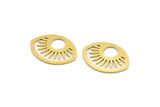 Brass Marquise Charm, 12 Raw Brass Sun Patterned Marquise Shaped Charms (19.5x14.5x0.60mm) A4319