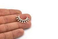 Silver Eyelash Charm, 2 Antique Silver Plated Brass Eyelash Pendants With 2 Loops, Pendants, Earrings (30x19mm) N1153 H1173