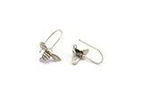 Silver Fly Earring, 4 Antique Silver Plated Brass Fly Stud Earrings, Findings (17x9x0.70mm) N1194