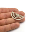 Silver Sun Pendant, 2 Antique Silver Plated Brass Sunshine Pendant With 2 Loops (37x21x0.80mm) N0970 H1077