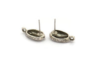 Silver Shell Earring, 4 Antique Silver Plated Brass Cowrie Shell Stud Earrings With 1 Loop, Findings (16x9mm) N0909 H0523