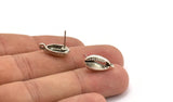 Silver Shell Earring, 4 Antique Silver Plated Brass Cowrie Shell Stud Earrings With 1 Loop, Findings (16x9mm) N0909 H0523