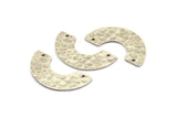 Silver Geometric Charm, 2 Hammered Antique Silver Plated Brass U Shaped Pendants With 2 Holes, Charms, Findings (31x15x8x1mm) N0966