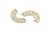 Silver Geometric Charm, 2 Hammered Antique Silver Plated Brass U Shaped Pendants With 2 Holes, Charms, Findings (31x15x8x1mm) N0966